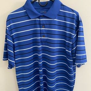 George Golf Short Sleeve Polo. Size Medium (38-40). Blue w black & white stripes
